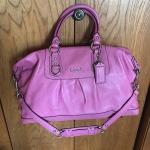Coach Leather Bag Large Ashley Satchel Pink